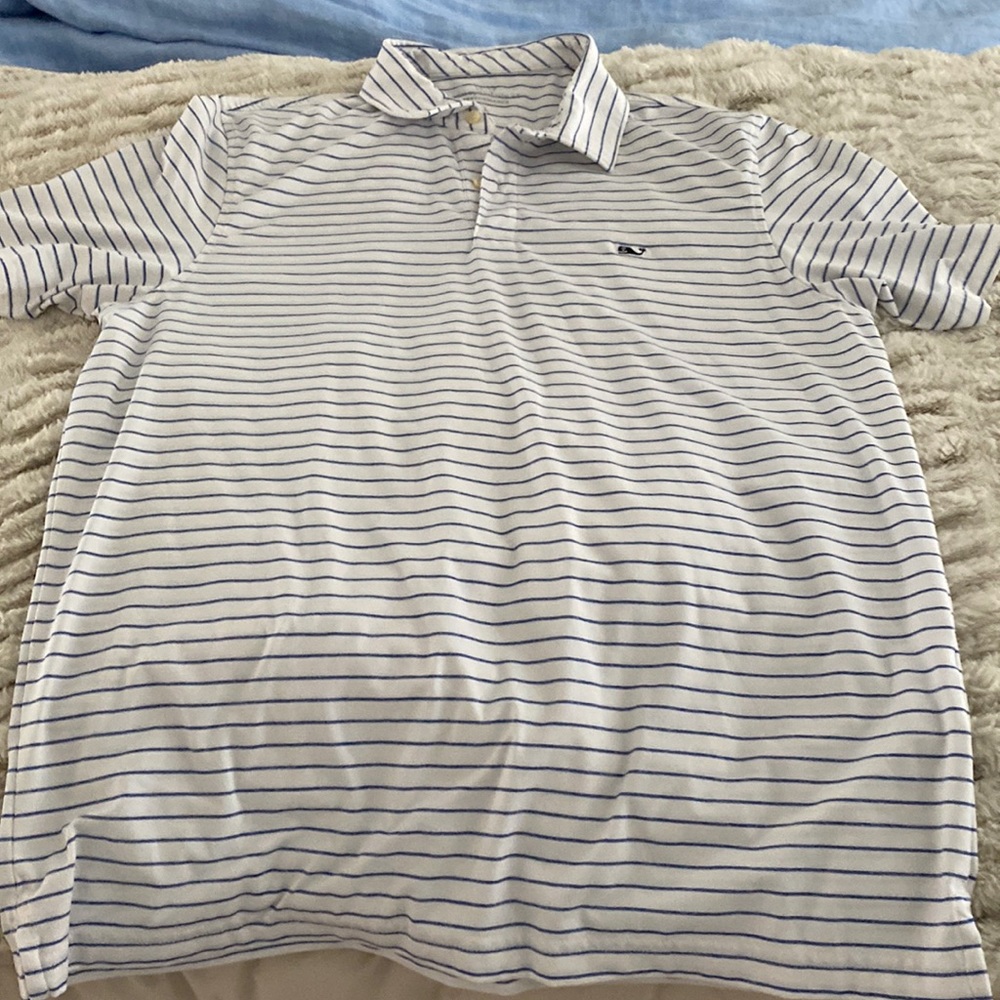 White and blue Vineyard Vines Performance Golf Shirt